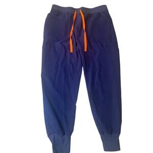 Figs Navy Jogger Pants with Orange Drawstring